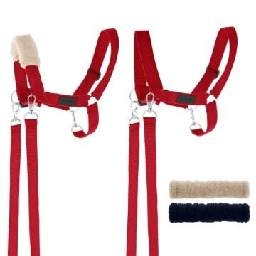 Kantar dla Hobby Horse wodze + futerka czerwony