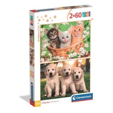 Puzzle 2x60 Super Kolor Brothers In Fur