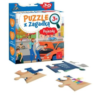 Puzzle z zagadką Pojazdy 3+