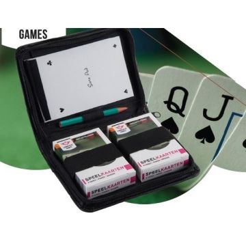 Komplet 2 talii kart w etui z notesem i ołówkiem