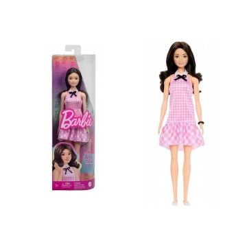 Barbie lalka Fashionistas sukienka różowa kratka