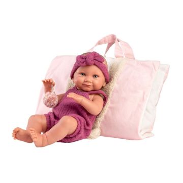 Lalka winylowa bobas Nica w różowym śpiworku 40cm