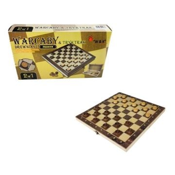 Warcaby i tryktrak 2w1 drewniane 29x29cm
