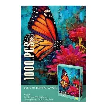 Puzzle 1000 motyl na kwiatach