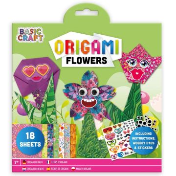 Blok z naklejkami i arkuszami do origami Kwiaty