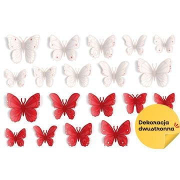 Dekoracja patriotyczna motyle biało-czerwone 20el