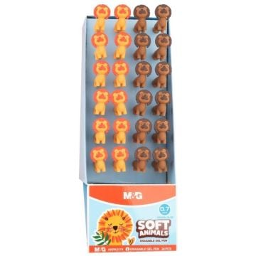 Długopis wymazywalny soft animals nieb (24szt) M&G