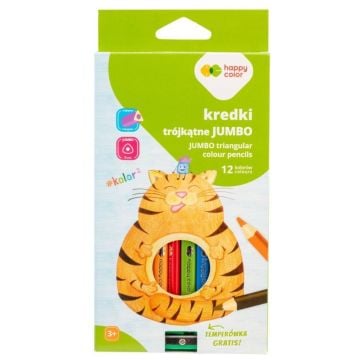 Kredki drewniane jumbo 12 kol + temperówka
