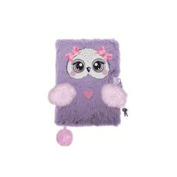 Pamiętnik z kłódką A5/96K 3D włochacz Violet owl