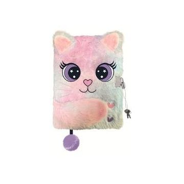 Pamiętnik z kłódką A5/96K 3D włochacz Charming Cat