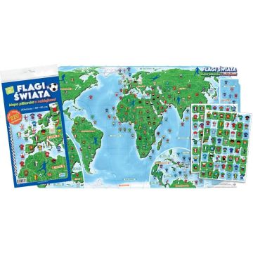 Flagi świata. Mapa piłkarska z naklejkami