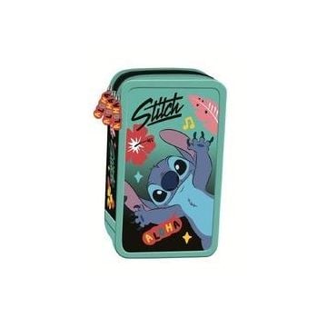 Piórnik potrójny z wyposażeniem Stitch mint Aloha