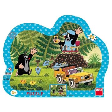 Puzzle 25 ramkowe Krecik i samochodzik