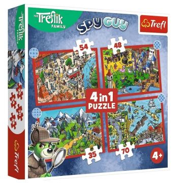Puzzle 4w1 Podróże Treflików TREFL