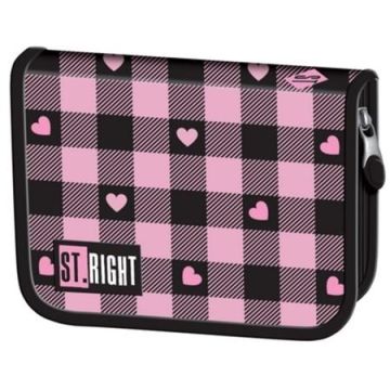 Piórnik dwuklapkowy bez wyposażenia Pink Checkered