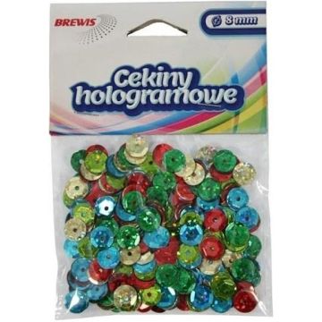 Cekiny hologramowe 8mm 10g mix