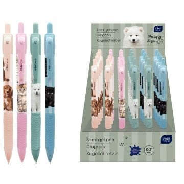 Długopis auto z gripem Puppy Sign nieb (24szt)