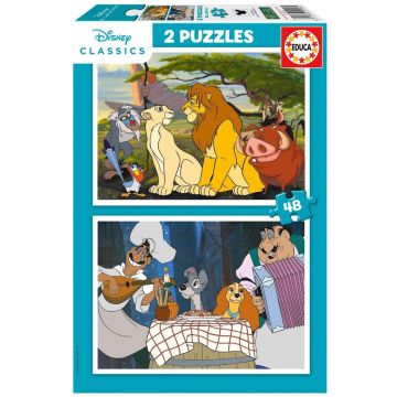 Puzzle 2x48 Król Lew Zakochany kundel