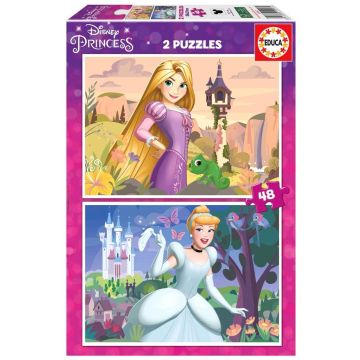 Puzzle 2x48 Zaplątani Kopciuszek