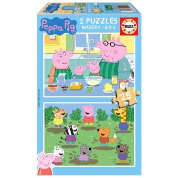 Puzzle drewniane 2x25 Świnka Peppa