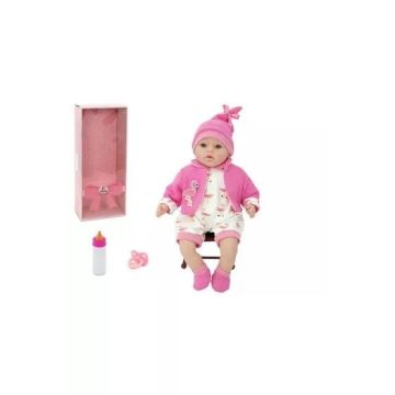 Lalka bobas smoczek + butelka mówi po polsku 45cm