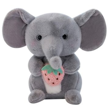 Maskotka przytulanka słoń z truskawką szary 23cm