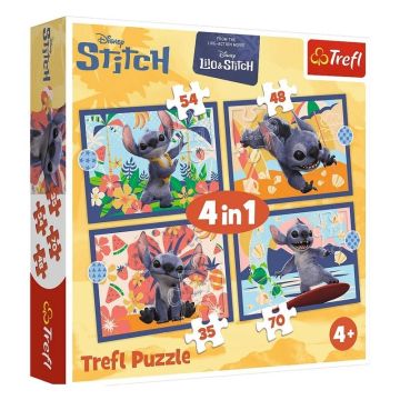 Puzzle 4w1 Lilo&Stitch Wakacje na Hawajach TREFL