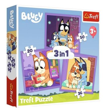 Puzzle 3w1 Poznaj Bluey TREFL