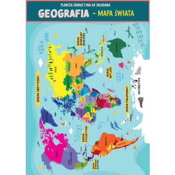 Karta edu składana geografia - świat A4