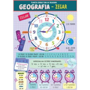 Karta edu składana j. geografia - zegar A4