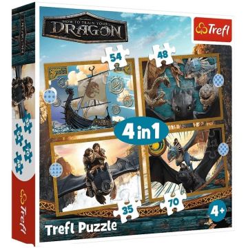 Puzzle 4w1 Jak wytresować smoka, Smocze dni TREFL