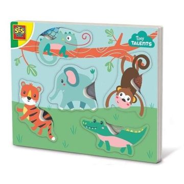 Puzzle drewniane ze zwierzętami do dotykania