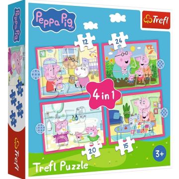 Puzzle 4w1 Peppa uwielbia przygody TREFL