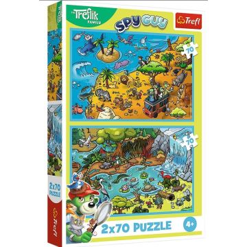 Puzzle 2x70 Trefliki w Krainie Zwierząt TREFL