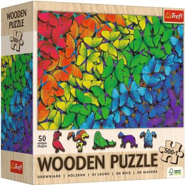 Puzzle drewniane 500+1 Tęczowe motyle TREFL