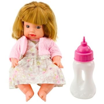 Lalka bobas z butelką i dźwiękiem 30cm