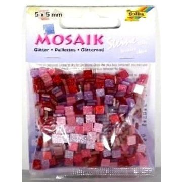 Mozaika kamyczki brokatowe 5x5mm różowe