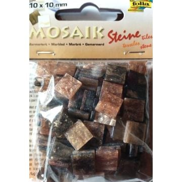 Mozaika kamyczki marmurkowe 10x10mm brązowa