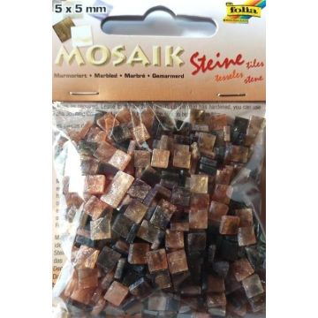 Mozaika kamyczki marmurkowe 5x5mm brązowa