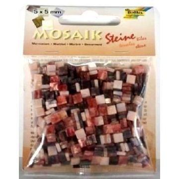 Mozaika kamyczki marmurkowe 5x5mm czerwona
