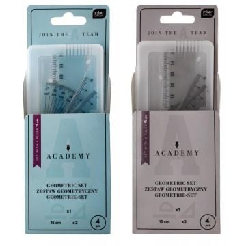 Zestaw geometryczny Academy z linijką 15cm mix