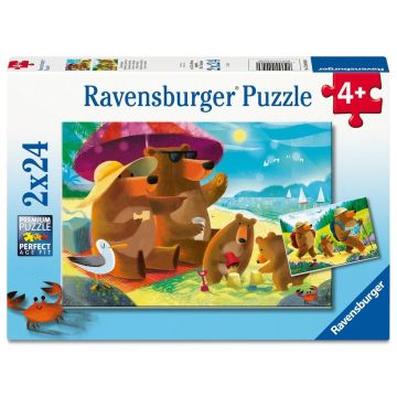 Puzzle dla dzieci 2D: Misie na wakacjach 2x24el