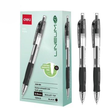 Długopis żelowy 0,5mm Arrix czarny (12szt) DELI