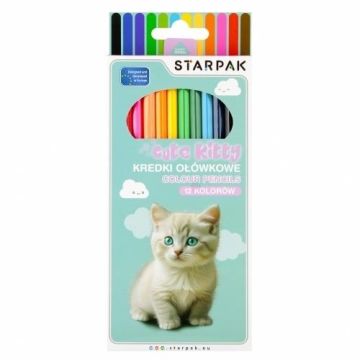 Kredki ołówkowe 12 kolorów Cuties Kotki