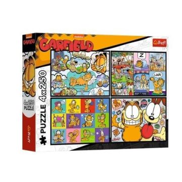 Puzzle 4x250 Garfield nie lubi poniedziałków TREFL