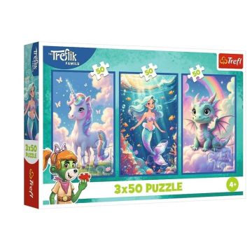 Puzzle 3x50 Razem w kolorowym świecie TREFL