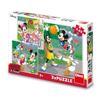 Puzzle 3x55 Myszka Miki Sportowcy
