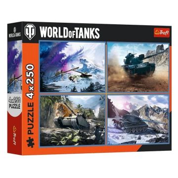Puzzle 4x250 Wielka bitwa czołgów TREFL
