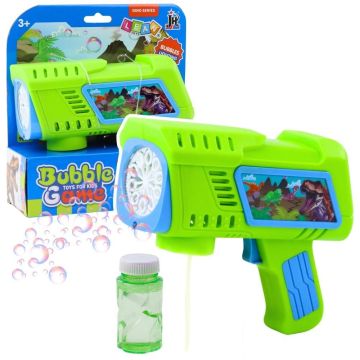 Pistolet na bańki mydlane LED zielony dinozaur