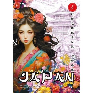 Kolorowanka A4 pionowa 8 obrazków Japan fiolet